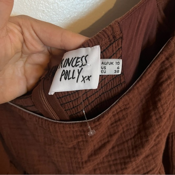 Brown Ruffled Maxi Dress 100% cotton gauze waffle earthy tone - Picture 11 of 15